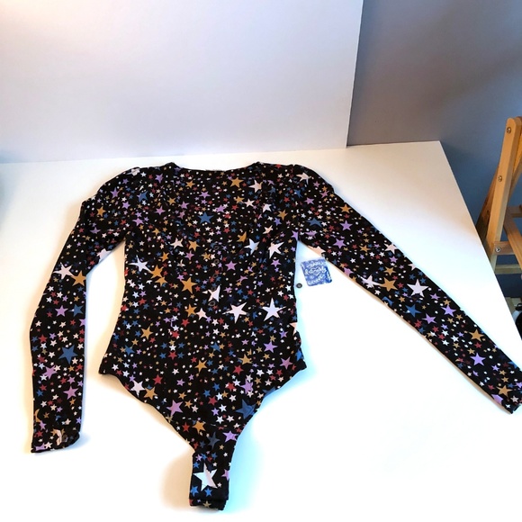 Free People Bodysuit Stars Thong Long Sleeve NWT - Picture 5 of 7